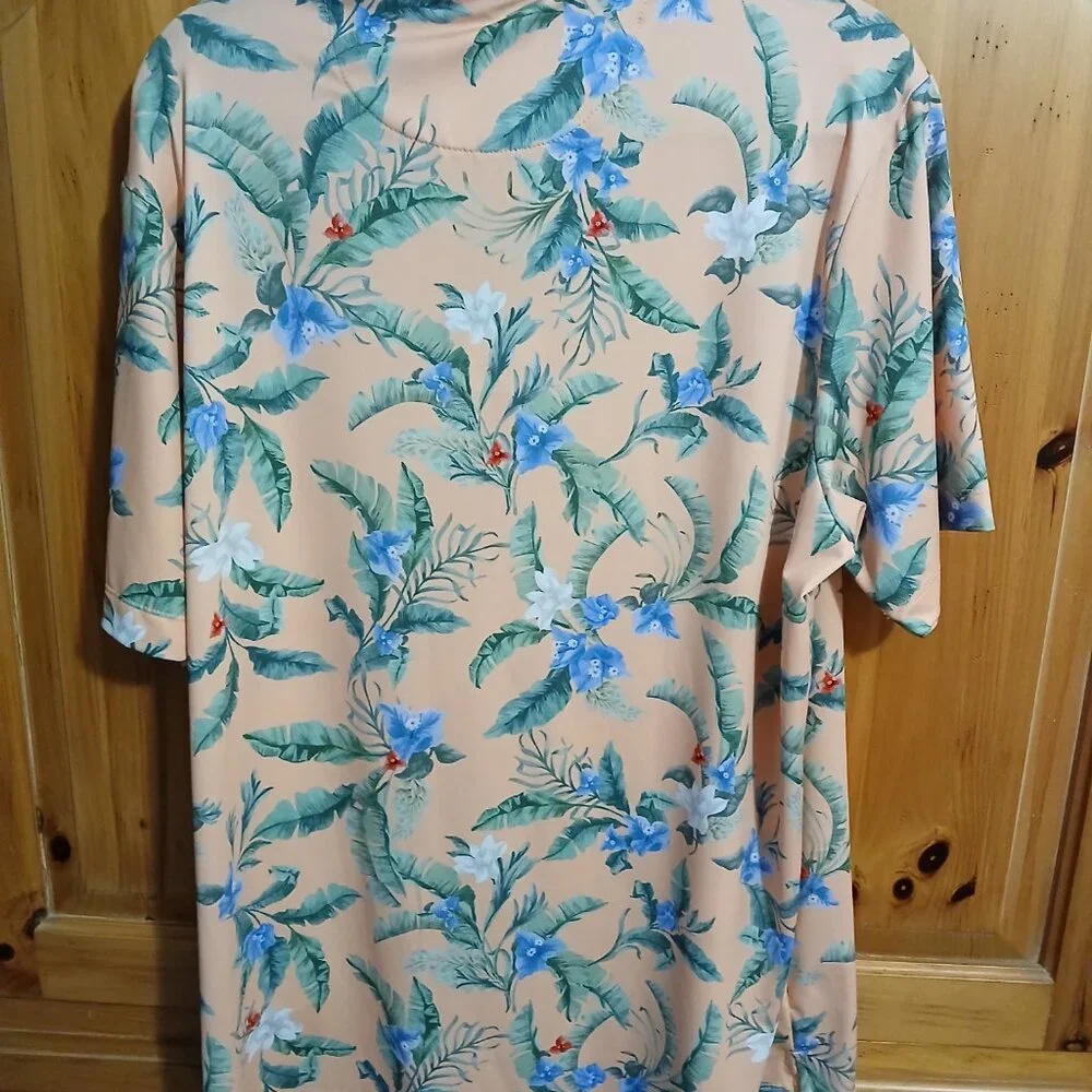 Bad Birdie Men's XL Flora Fiesta Core Golf Polo Peach Multicolor NWT - Picture 4 of 7